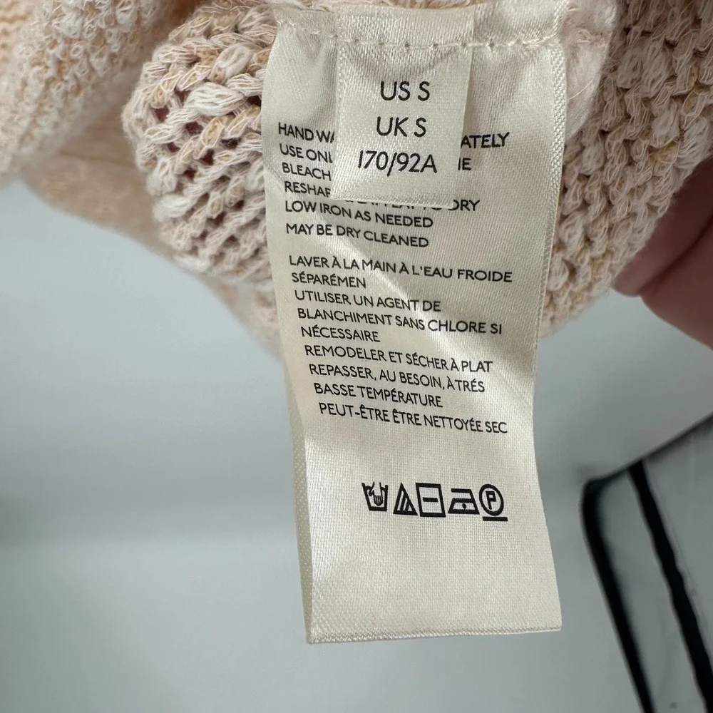 Free People Beige Marled Oversized V-Neck Chunky Knit Sweater Small Slouchy Boho